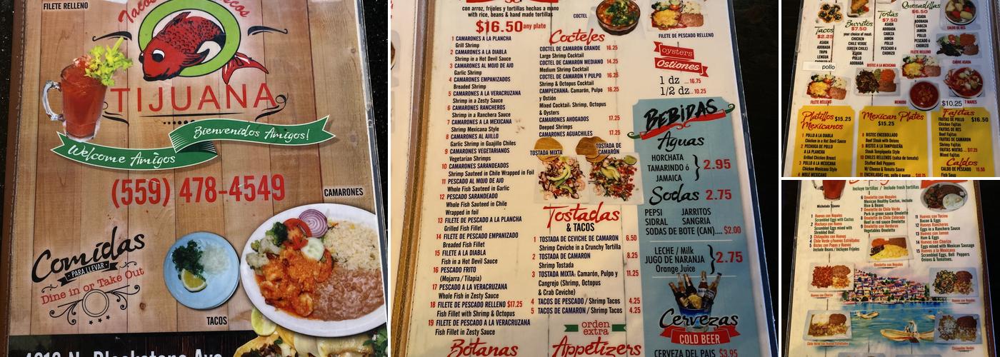 Tacos y Mariscos Tijuana Menu