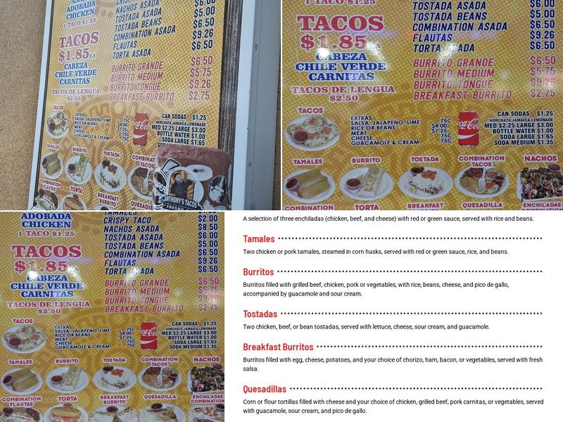 Al's Ricos Tacos Menu