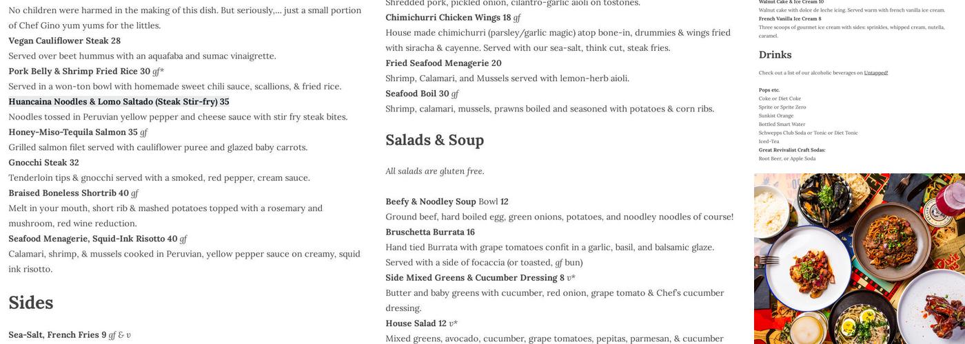 Galena Taphouse Menu