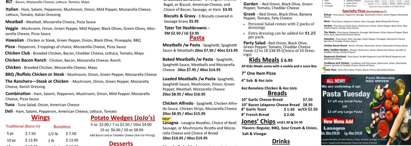 Pronto Pizza Cafe Pronto - Mansfield, OH Menu