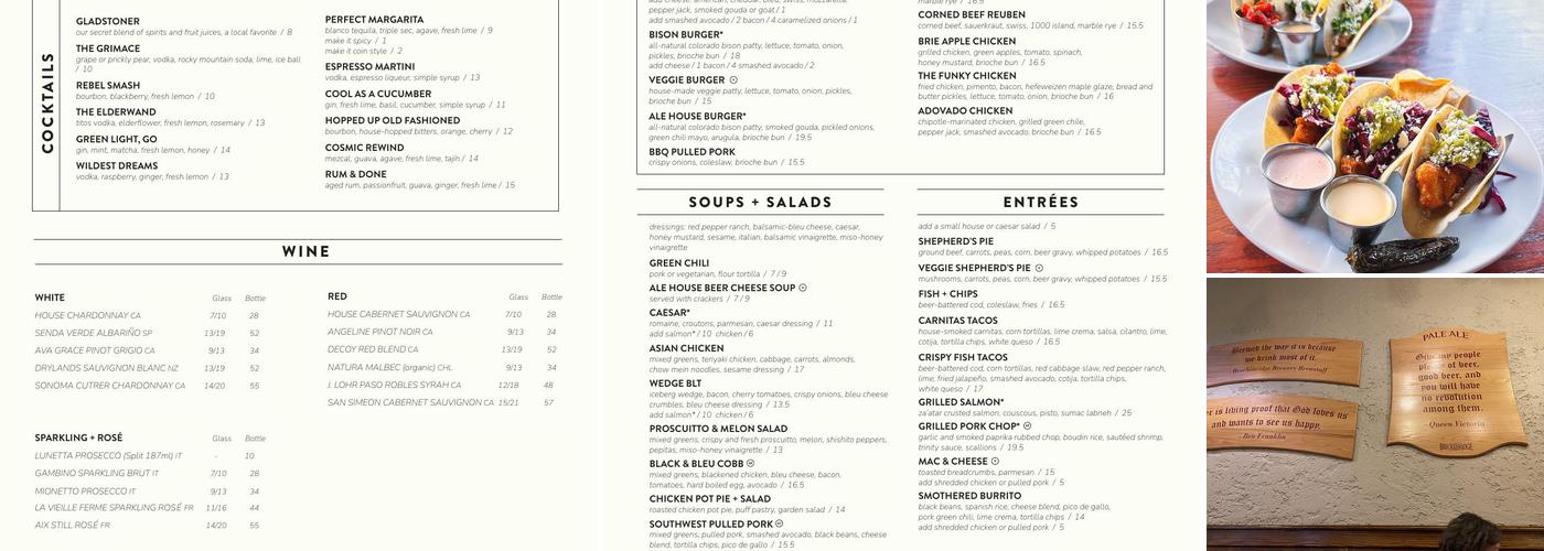 Ale House Menu