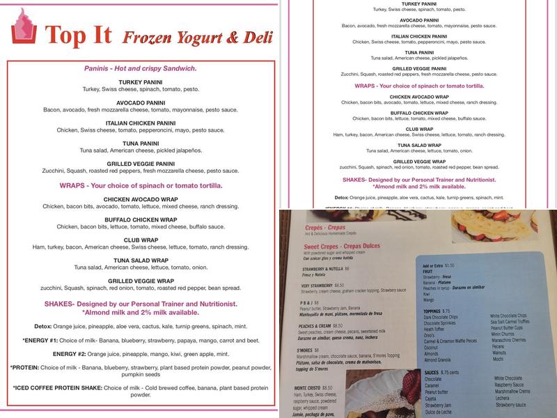 U Top It Frozen Yogurt & Deli Menu