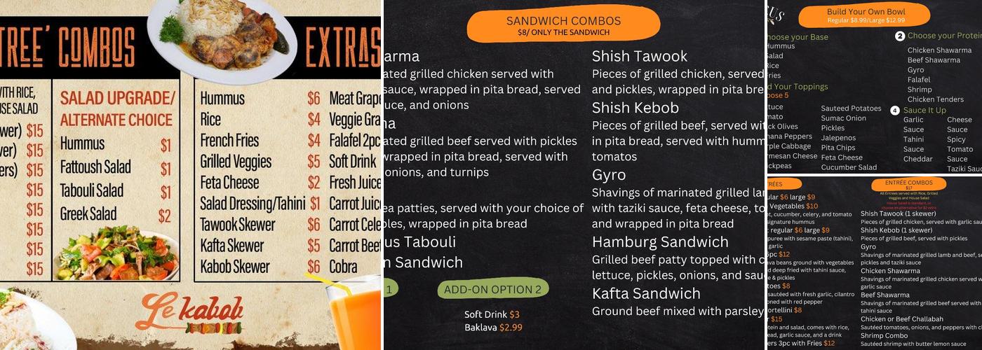 Damascus Middle Eastern Grill (Le Kabob Previously) Menu