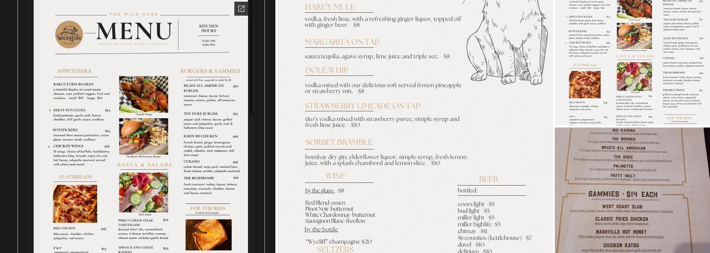 The Wild Hare Menu