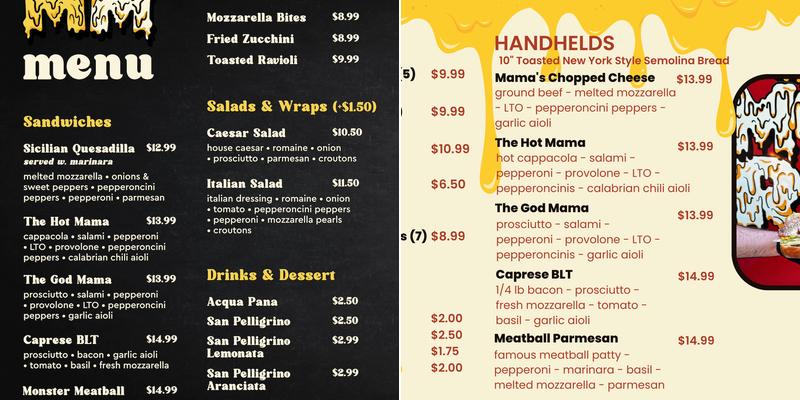 Mama Mozzarella Menu