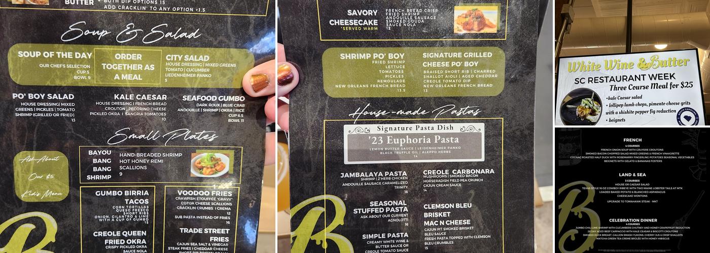 White Wine & Butter - Greer Menu