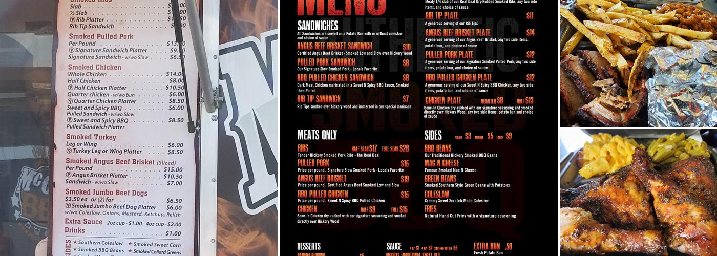 McCoy's BBQ Menu