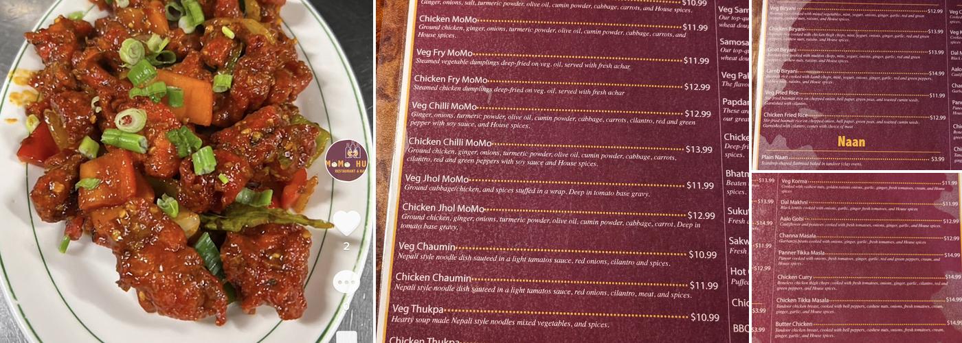 Momo Hunt Restaurant & Bar Menu