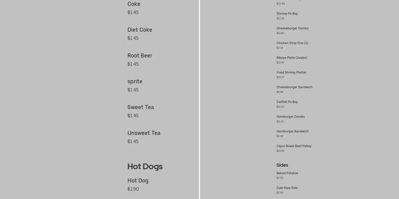 Underground Chuck's Menu