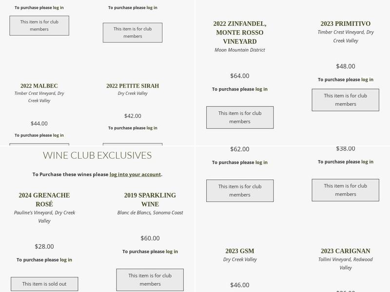 Kokomo Winery - Dry Creek Valley Menu