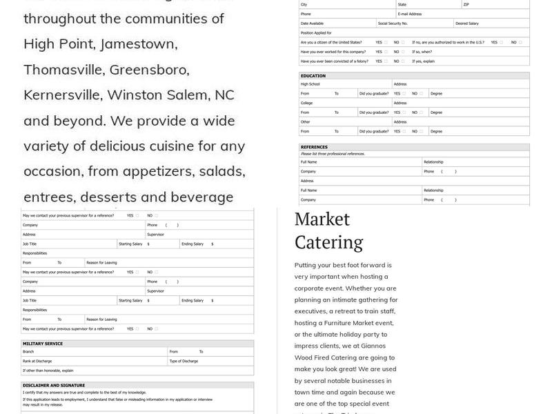 Giannos Catering & Special Events Menu