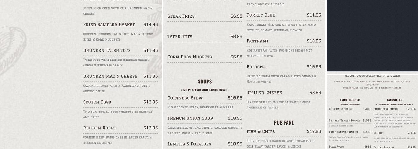 Fletcher's Irish Pub and Brewery Menu