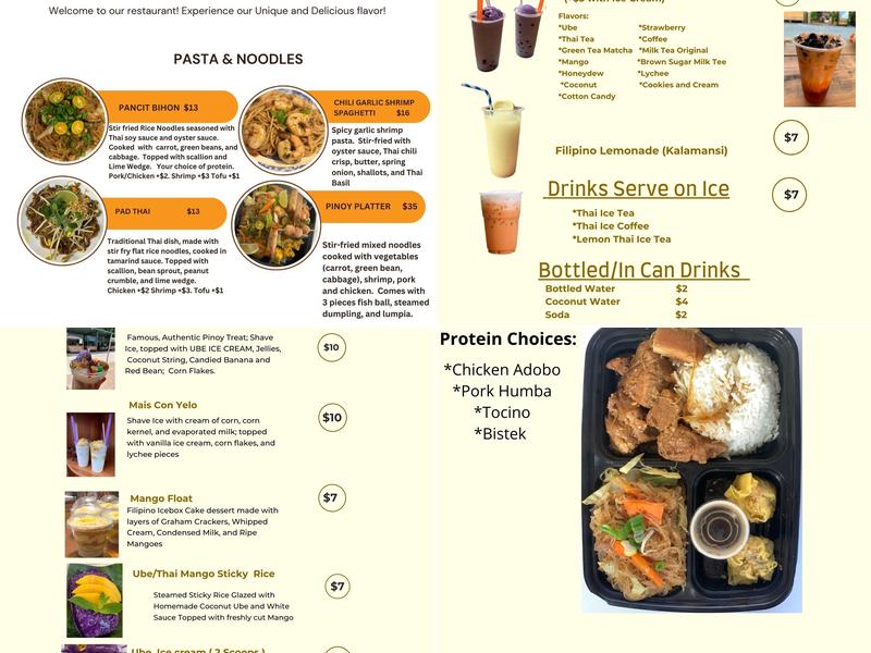 Pinoy Thai Fusion Menu