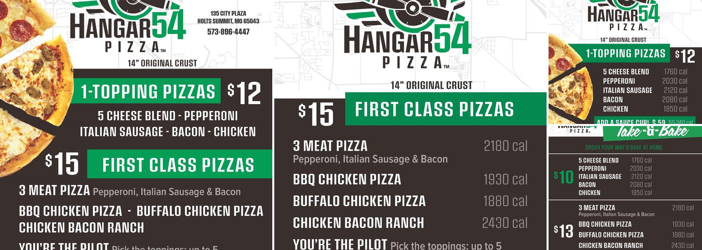 Hangar 54 Pizza Menu