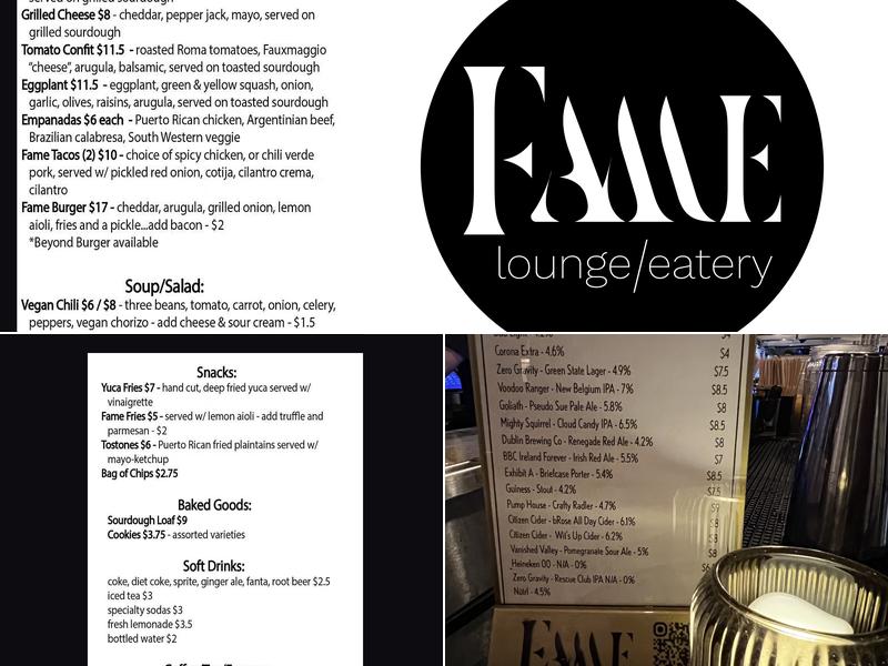 Fame Lounge/Eatery Menu