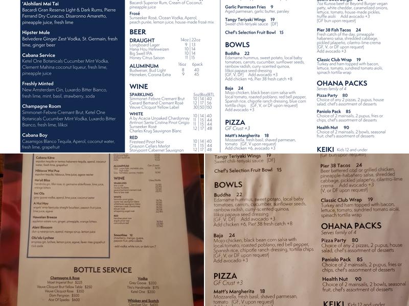 Swell Restaurant and Pool Bar Menu