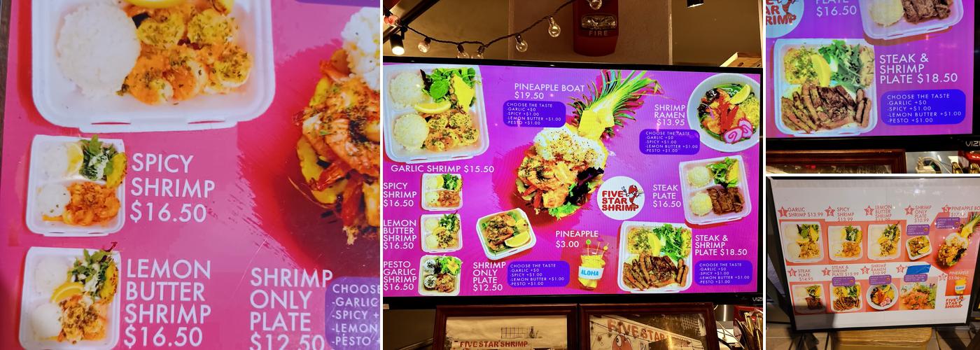 Five Star Shrimp Menu