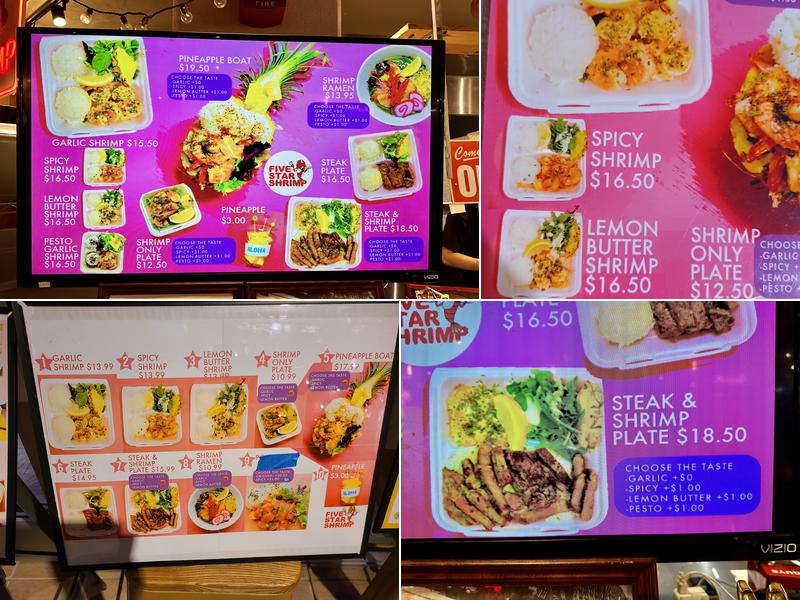 Five Star Shrimp Menu