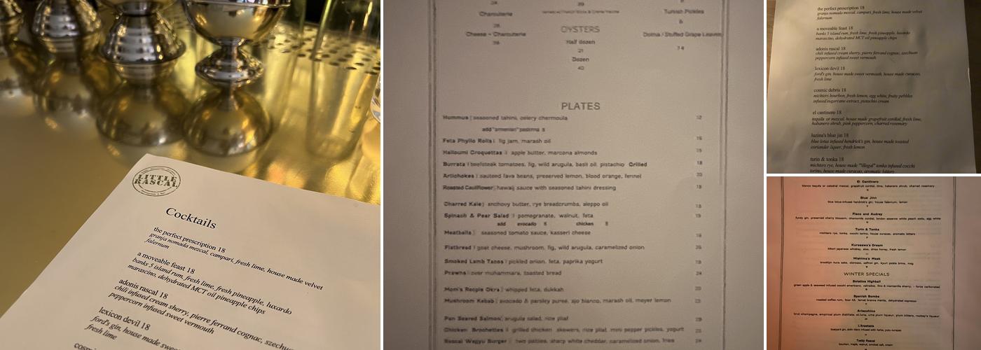 Little Rascal Bar Menu