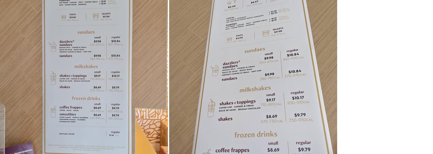 Häagen-Dazs Ice Cream Shop Menu