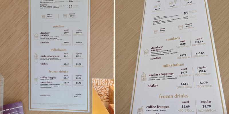 Häagen-Dazs Ice Cream Shop Menu