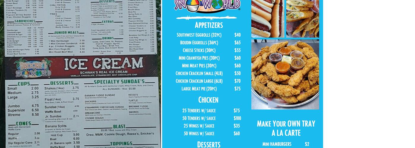 Brooke’s Sno-World - Grand Caillou Road Menu