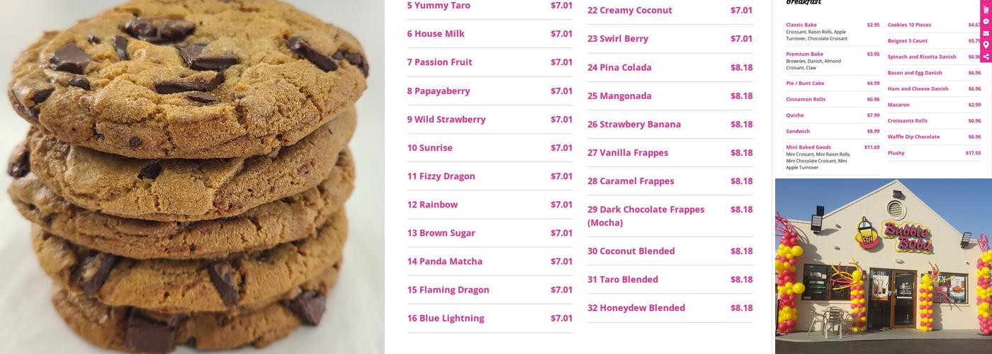 Bubble Boba Menu