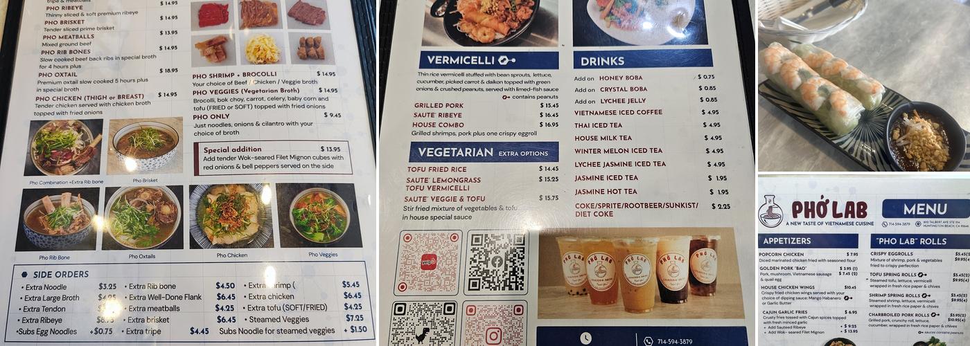 Pho Lab Menu