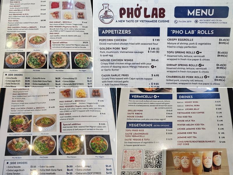Pho Lab Menu