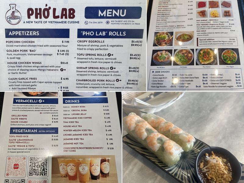 Pho Lab Menu