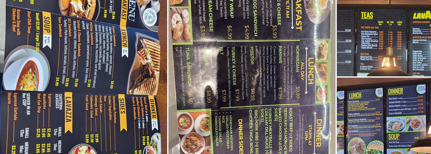 Pitstop Corner Cafe Menu