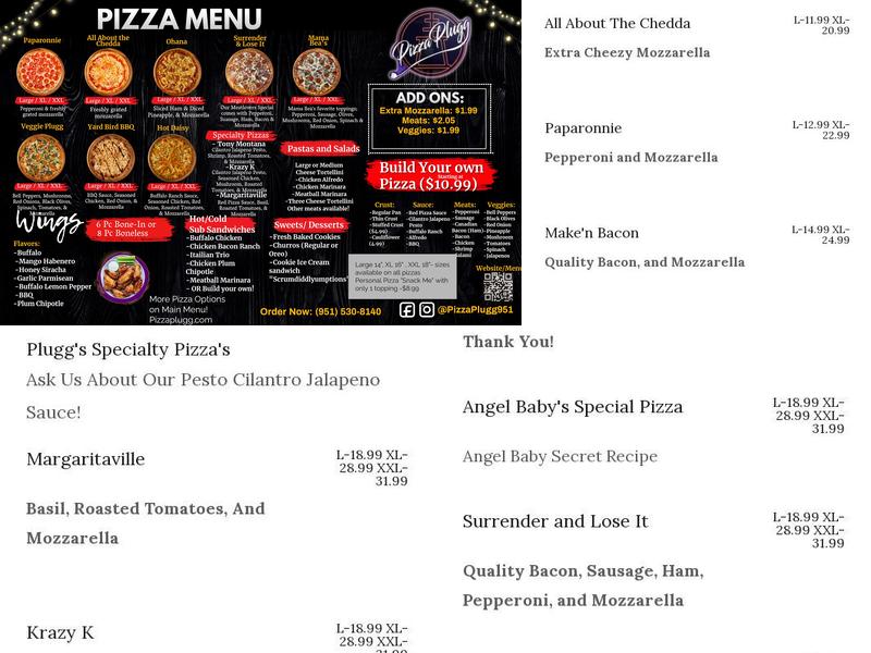 Pizza Plugg Menu
