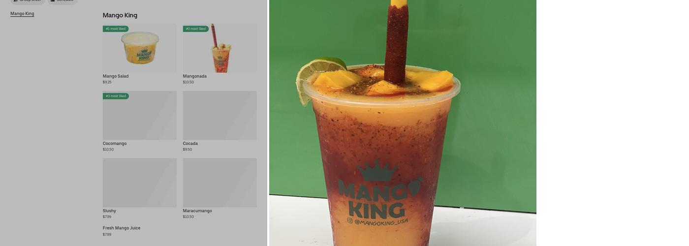 Mango King Menu