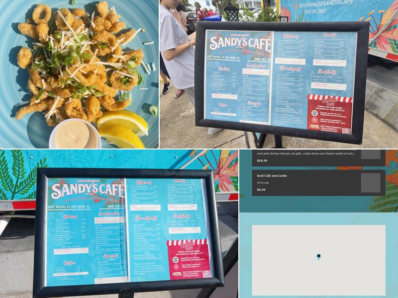 Southernmost Sandy’s Cafe Menu