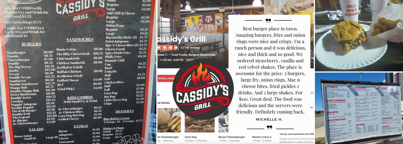 Cassidy's Grill Menu