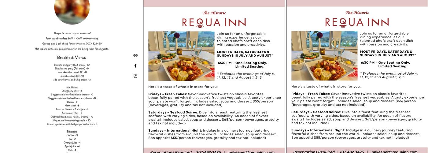 Requa Inn Dining Menu