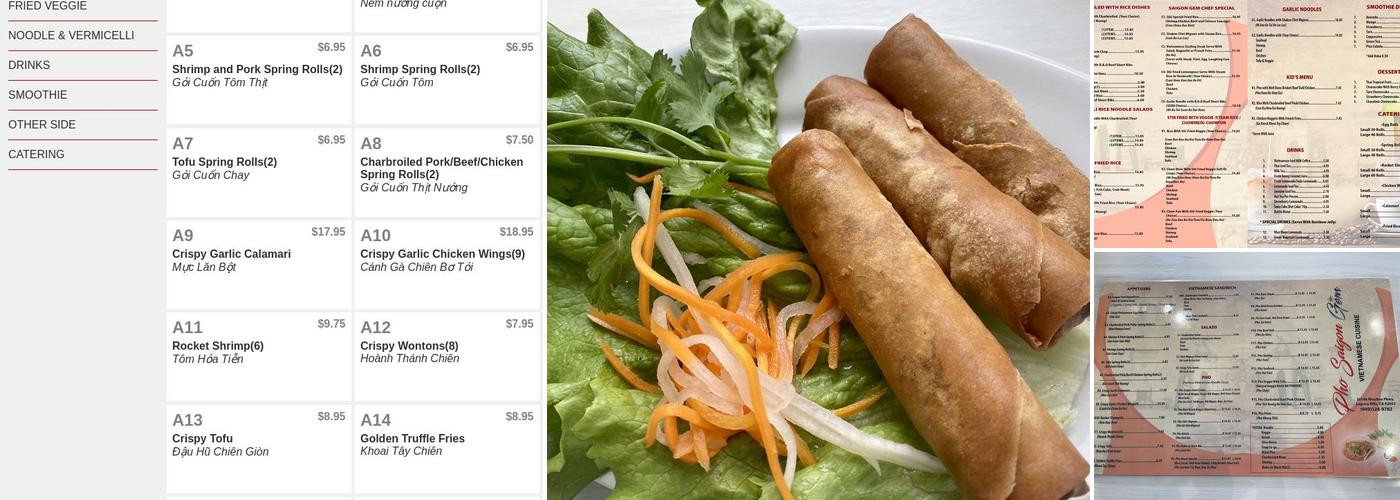Pho Saigon Gem Menu