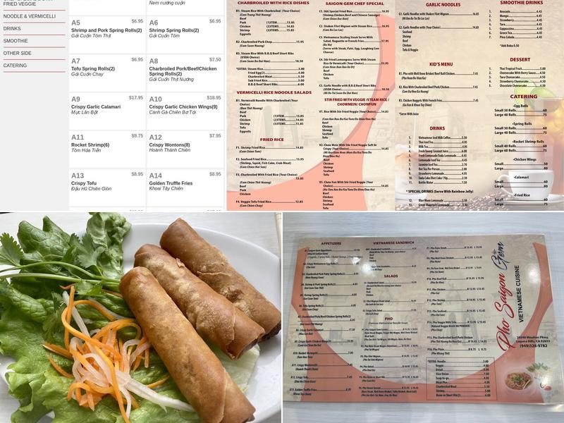 Pho Saigon Gem Menu