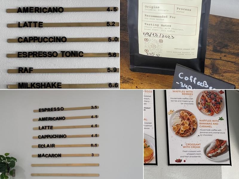 Vanilla Street Bakery&Coffee Menu