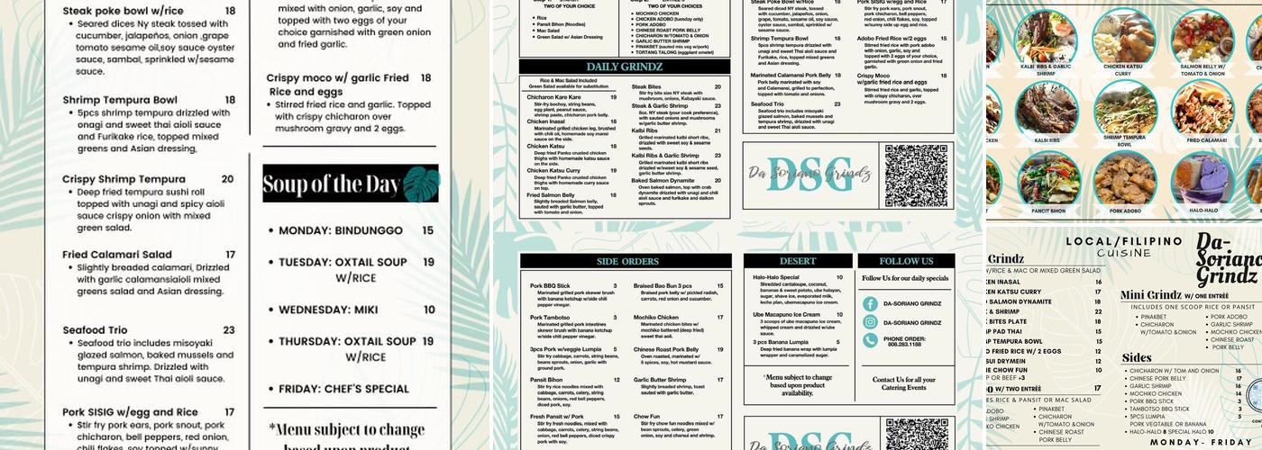 Da-Soriano Grindz (food truck) Menu