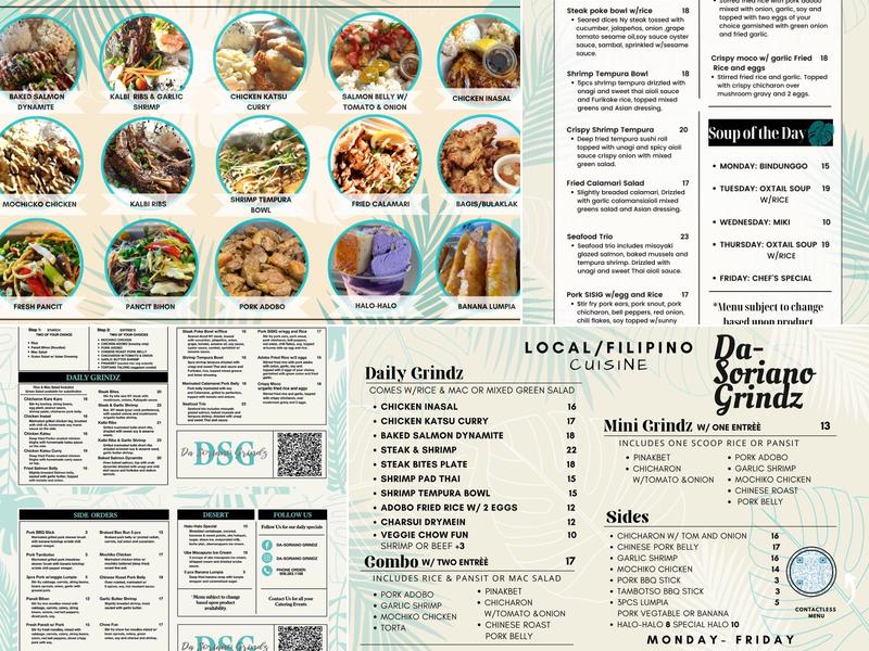 Da-Soriano Grindz (food truck) Menu