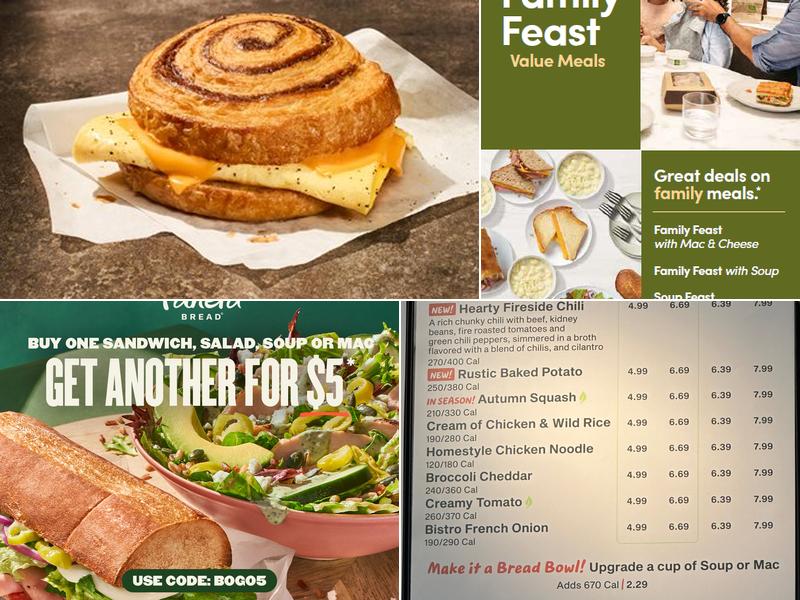 Panera Bread Menu