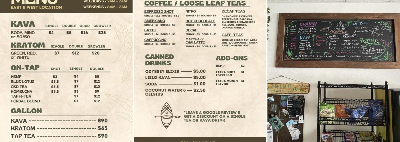 Tribe Tea House and Kava Bar Largo Menu