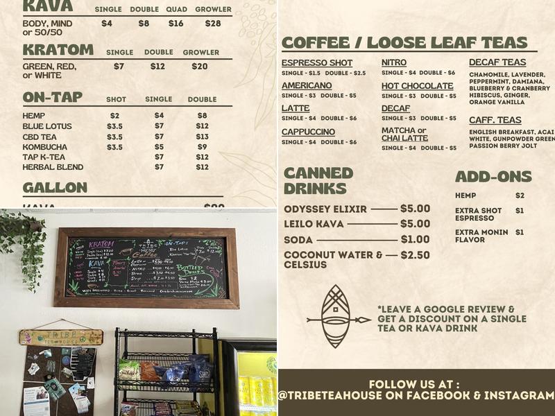 Tribe Tea House and Kava Bar Largo Menu