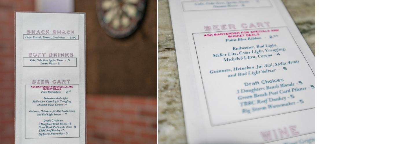 The Par Pub Menu