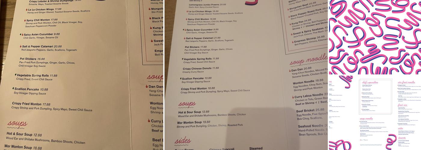 La La Noodle Menu