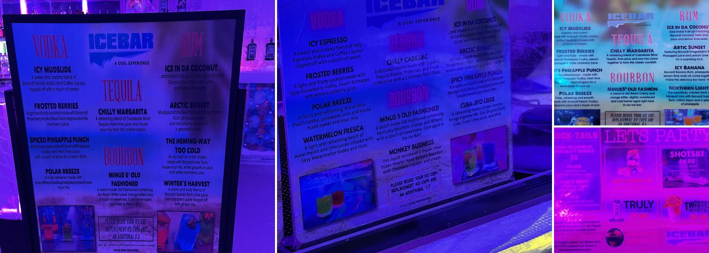 minus5 ICEBAR Menu