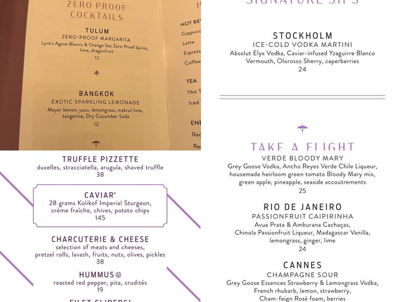 Bar Parasol Menu