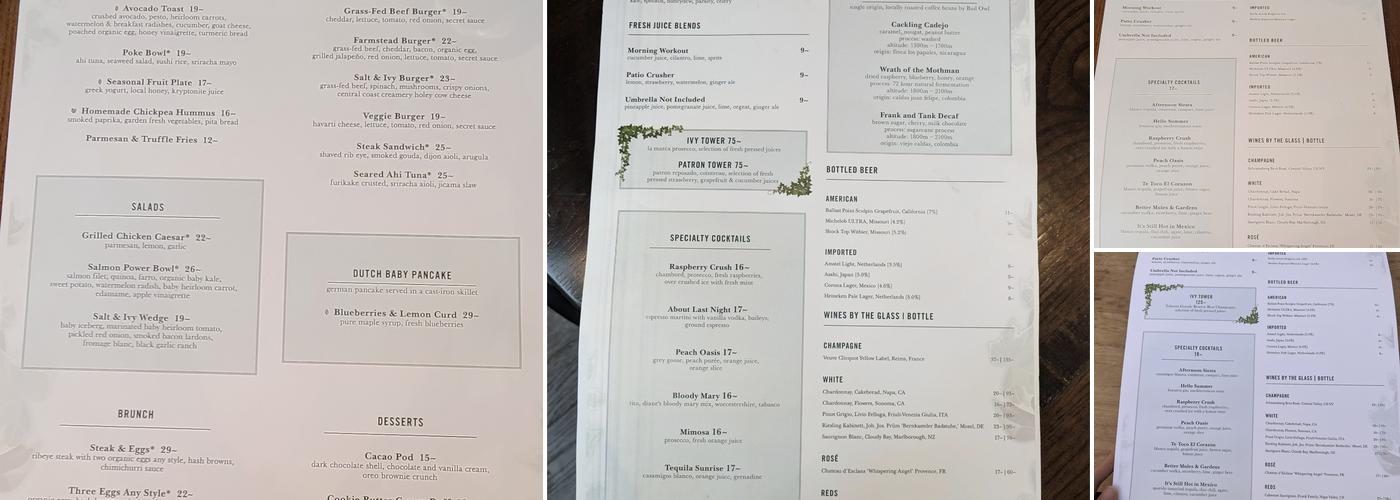 Salt & Ivy Menu