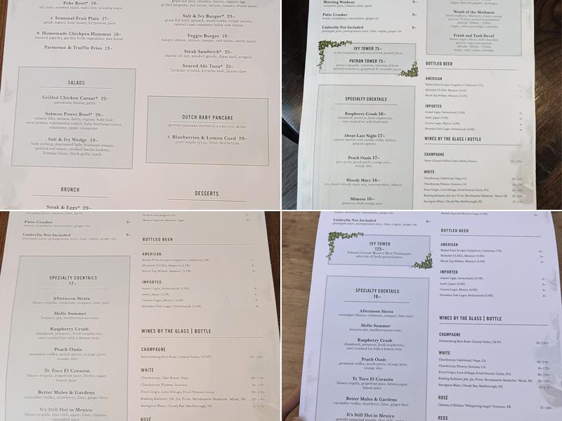 Salt & Ivy Menu